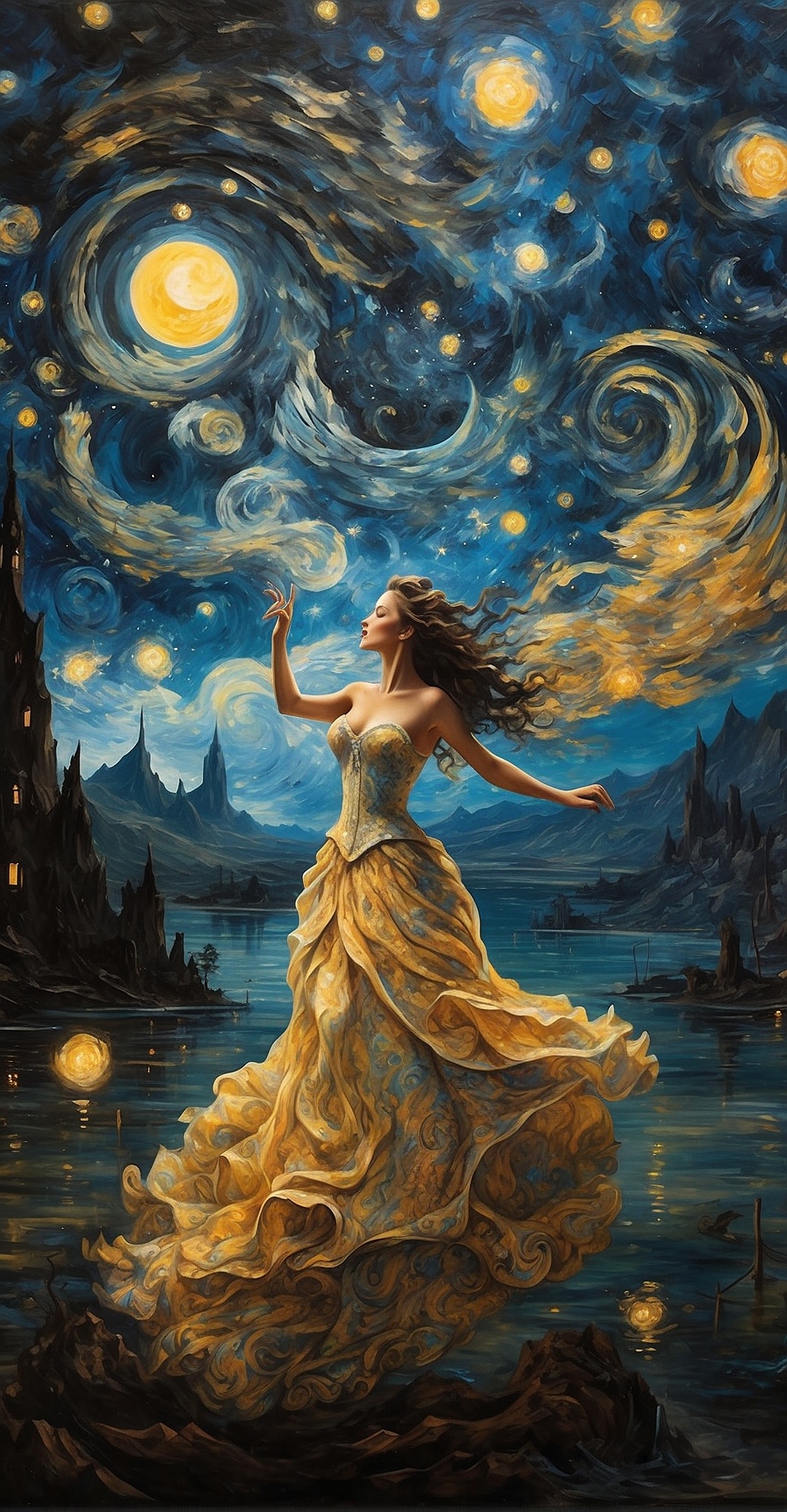 high quality, highly detailed, Imagine a dreamlike scene blending the swirling cosmic colors of&hellip;