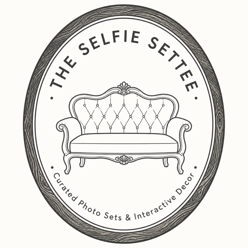 A minimalist graphic logo design for a business named "THE SELFIE SETTEE"