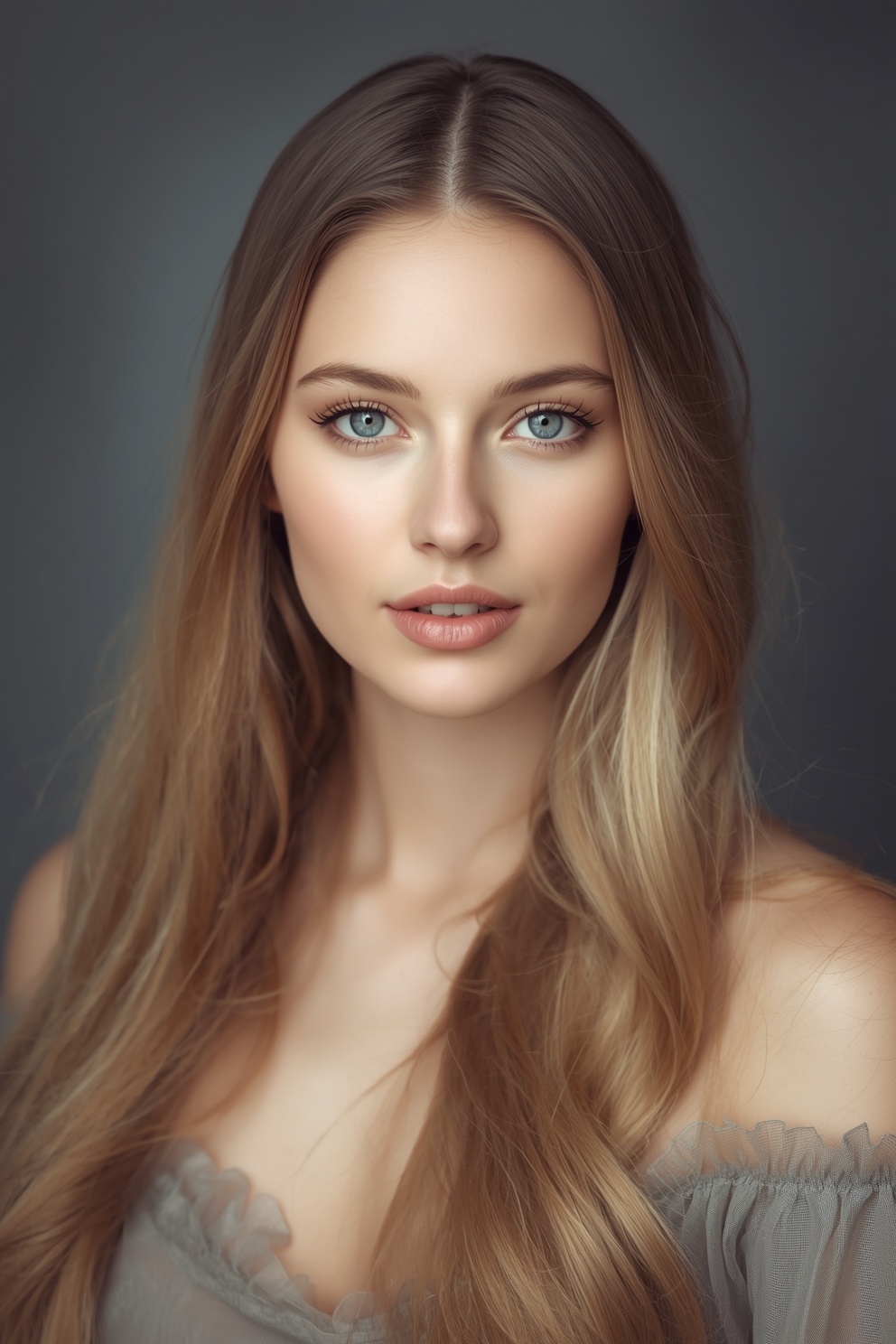 Image is a high-resolution portrait photograph featuring a woman with long