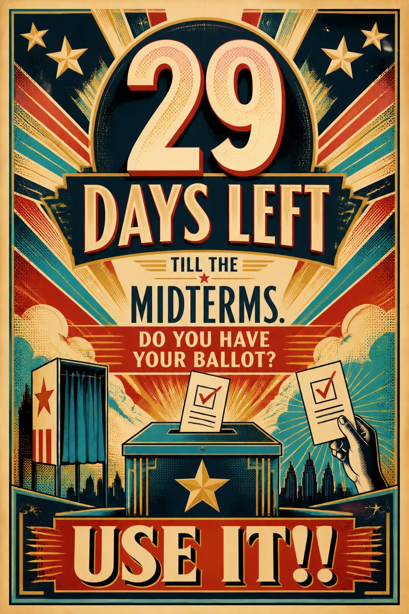 Create a striking 1930s-inspired Art Deco political poster with a Pop Art sensibility