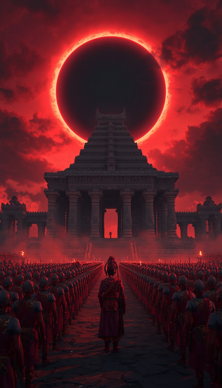Epic ancient Indian fantasy kingdom at midnight