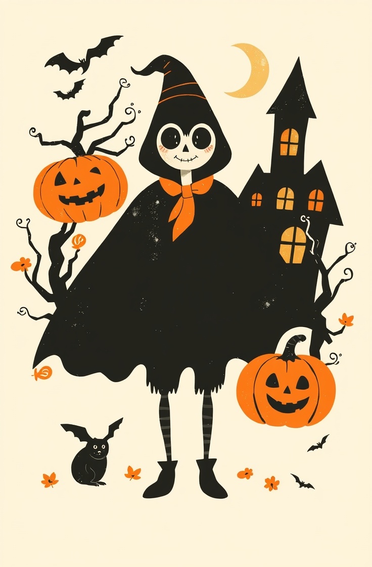 A whimsical collection of halloween items organic lines and subtle terracotta accents