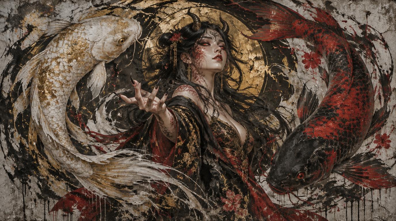 Masterpiece quality dark fantasy graffiti mural