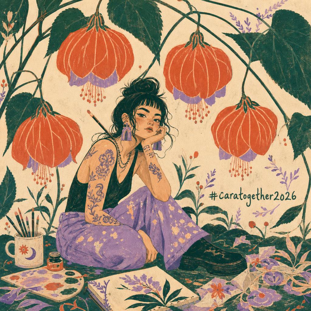 Folk gouache illustration