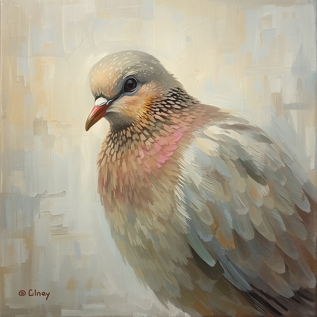 An evocative Impressionist oil painting of a sad peace dove