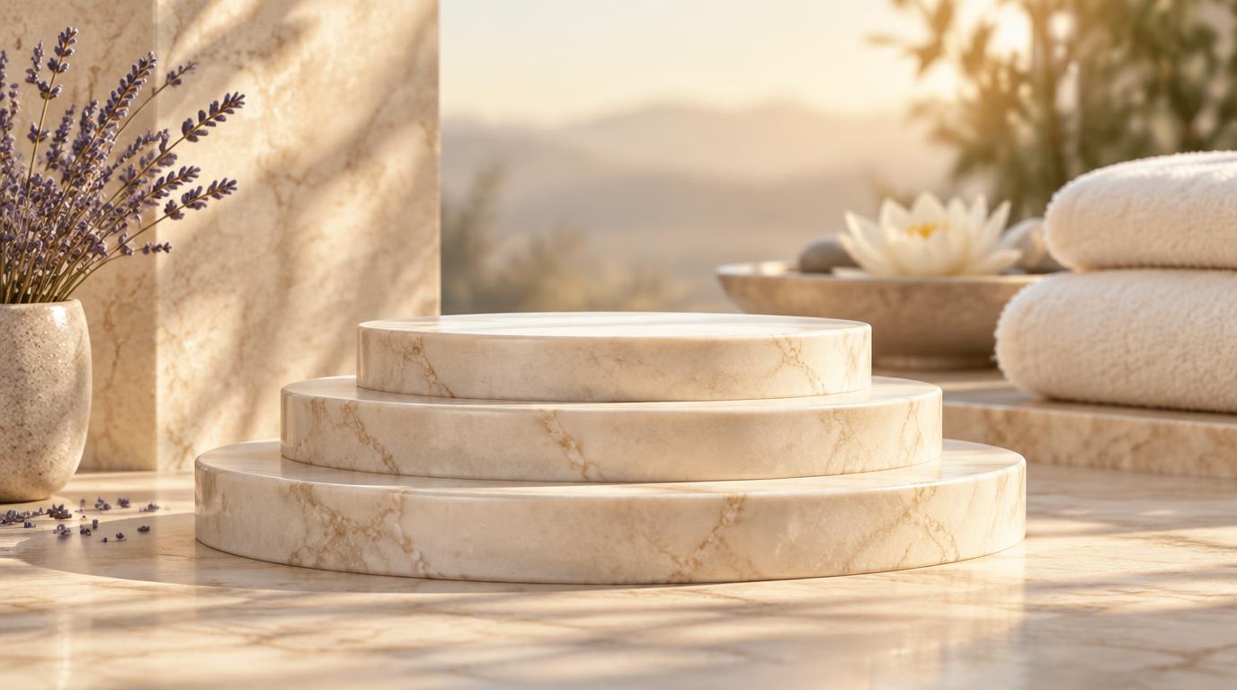 Empty tiered display stage for a spa gift set