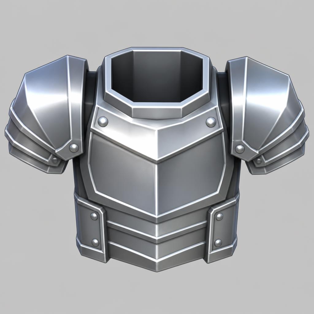 Game item render: a boxy knight chestplate armor with shoulder pauldrons made of plain&hellip;