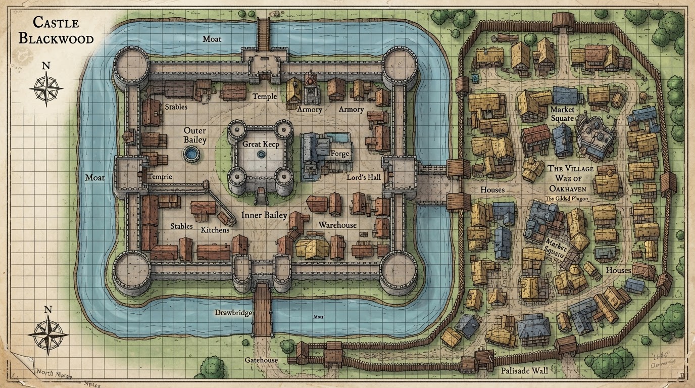 A highly detailed digital illustration in the style of a Dungeons & Dragons