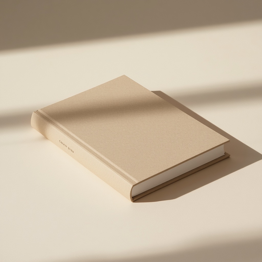 A single hardcover book resting on a clean