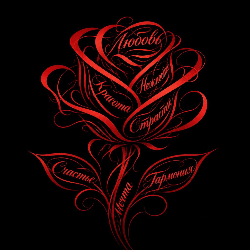 Create an image of a rose in an expressive calligraphic style