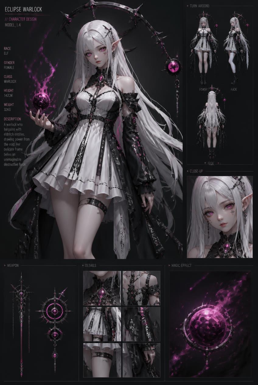 Create a realistic beautiful cyberpunk elf character with long white hair