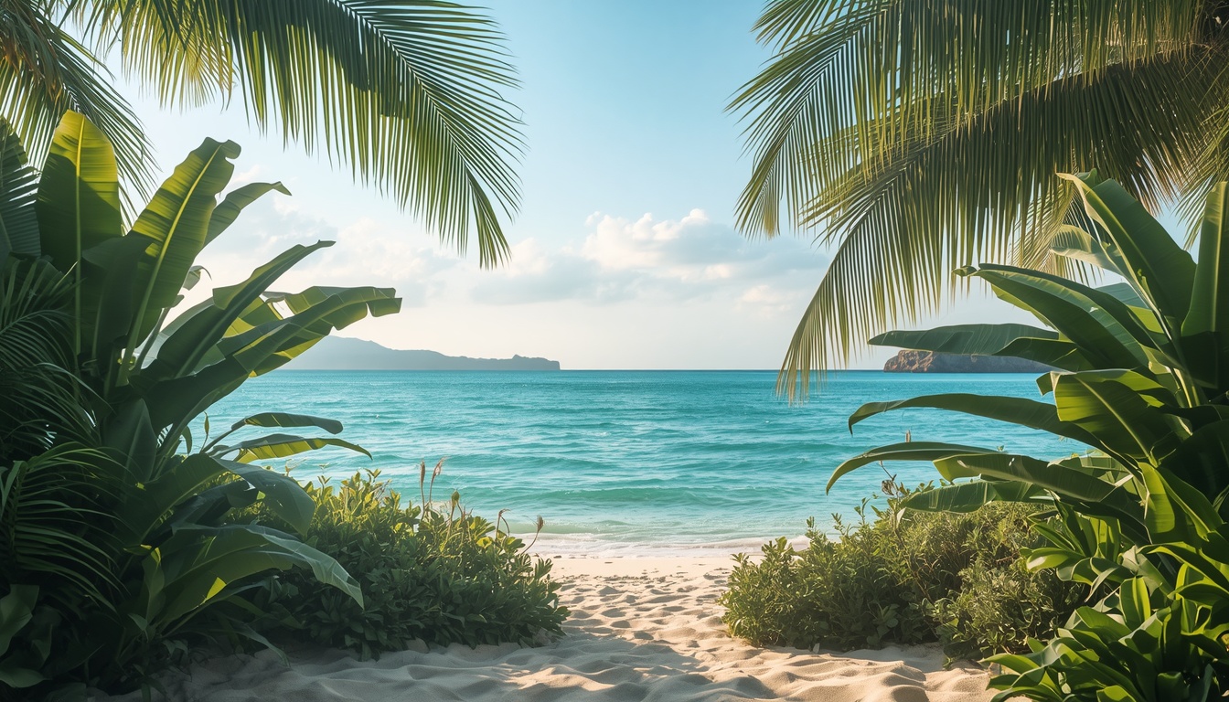 Create a premium island inspired environmental background for a Tommy Bahama Cool Zone bedding&hellip;
