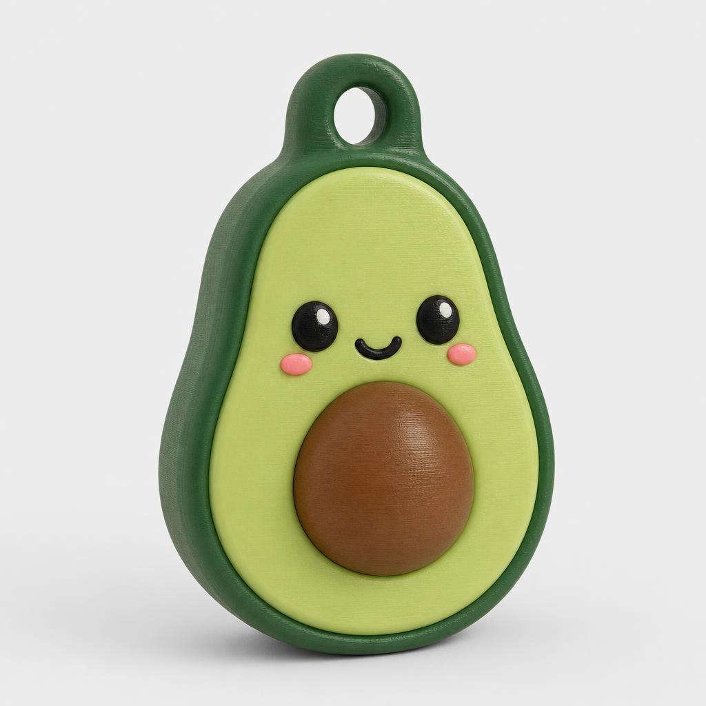 Cute stylized avocado 3D collectible keychain design