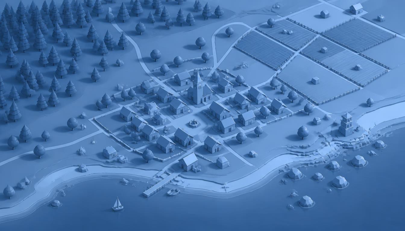 Draw 3d map modern village
