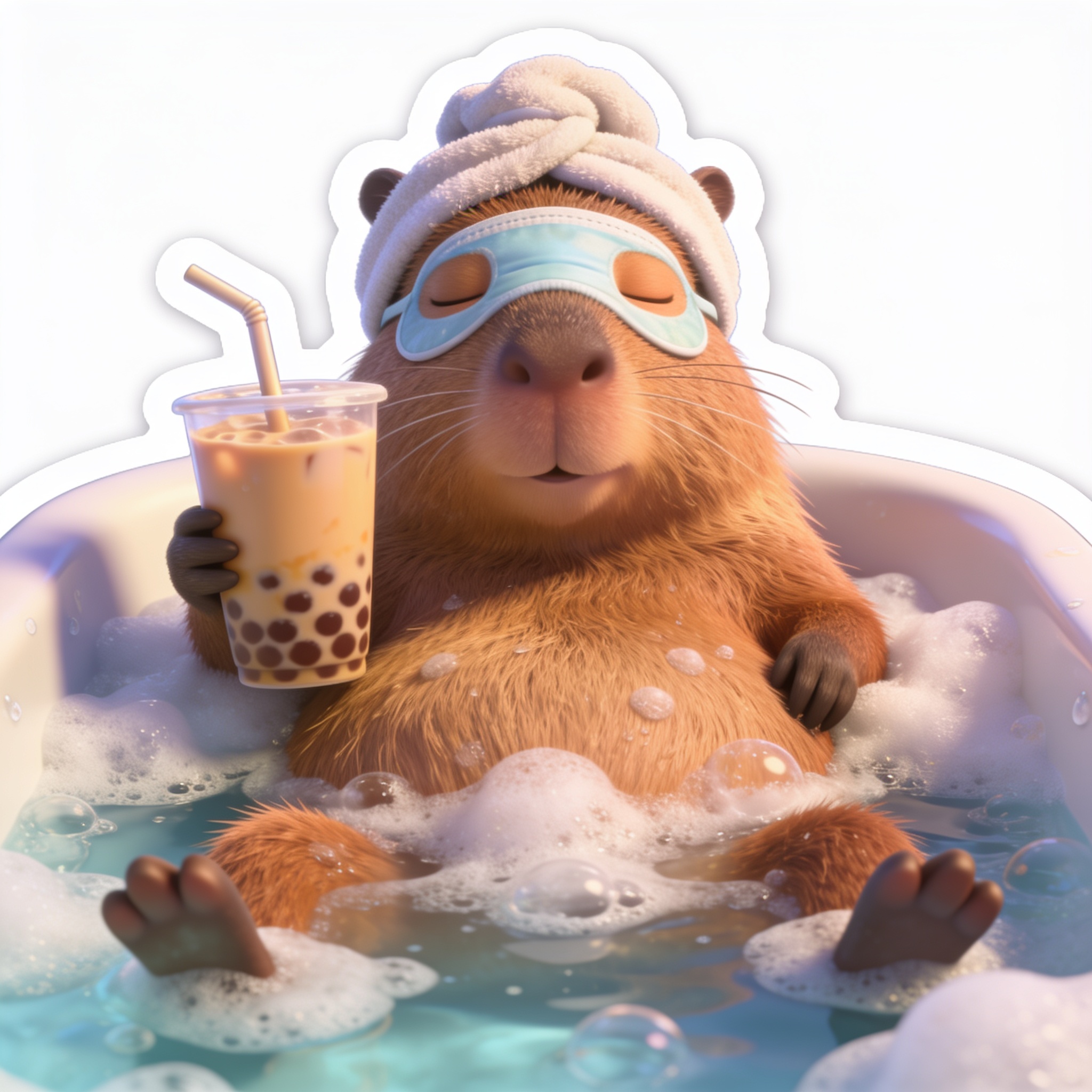 A centered full-body front-facing shot of a highly detailed 3D Pixar-style sticker graphic of&hellip;