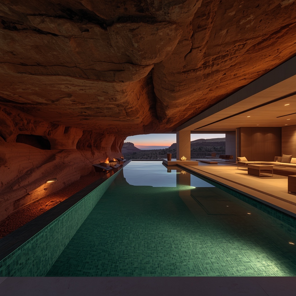 Cinematic vertical eye-level shot of an ultra-luxury modern underground billionaire bunker penthouse
