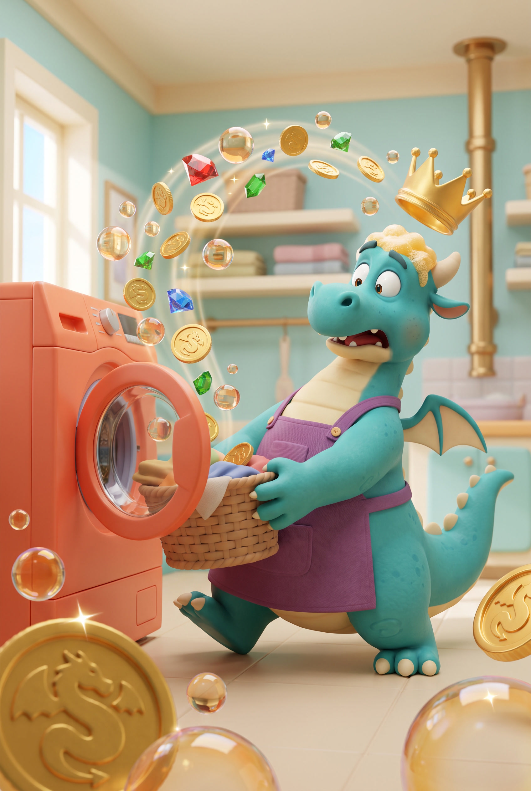 Create a vertical 2:3 key visual for an original slot game concept titled &ldquo;Dragon&rsquo;s&hellip;