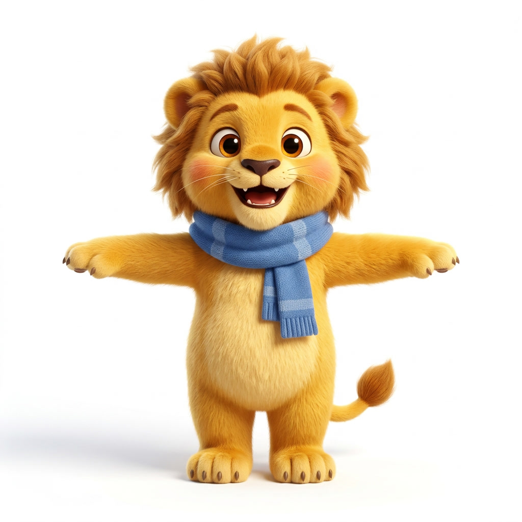 Cute Pixar 3D cartoon baby lion Leo