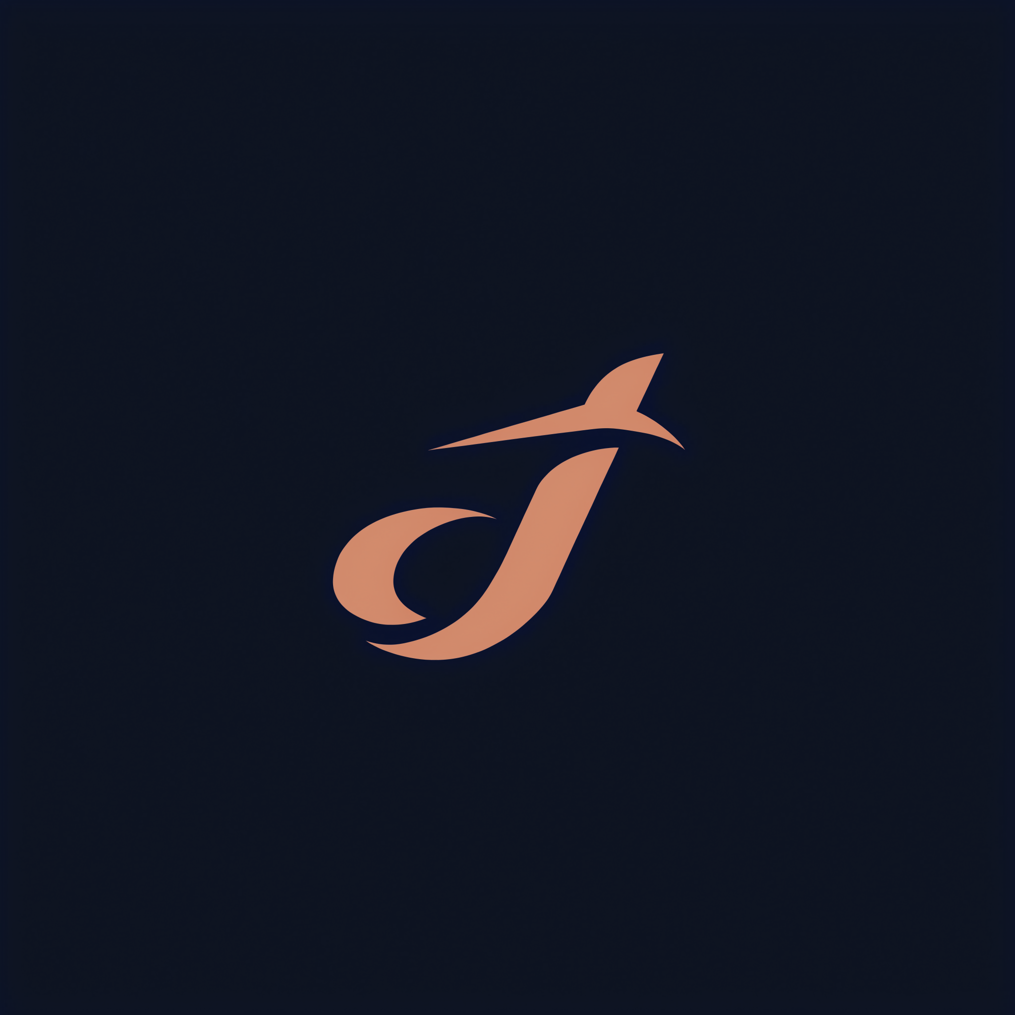 Elegant minimalist logo icon: the letter "J" drawn as one fluid continuous ribbon stroke