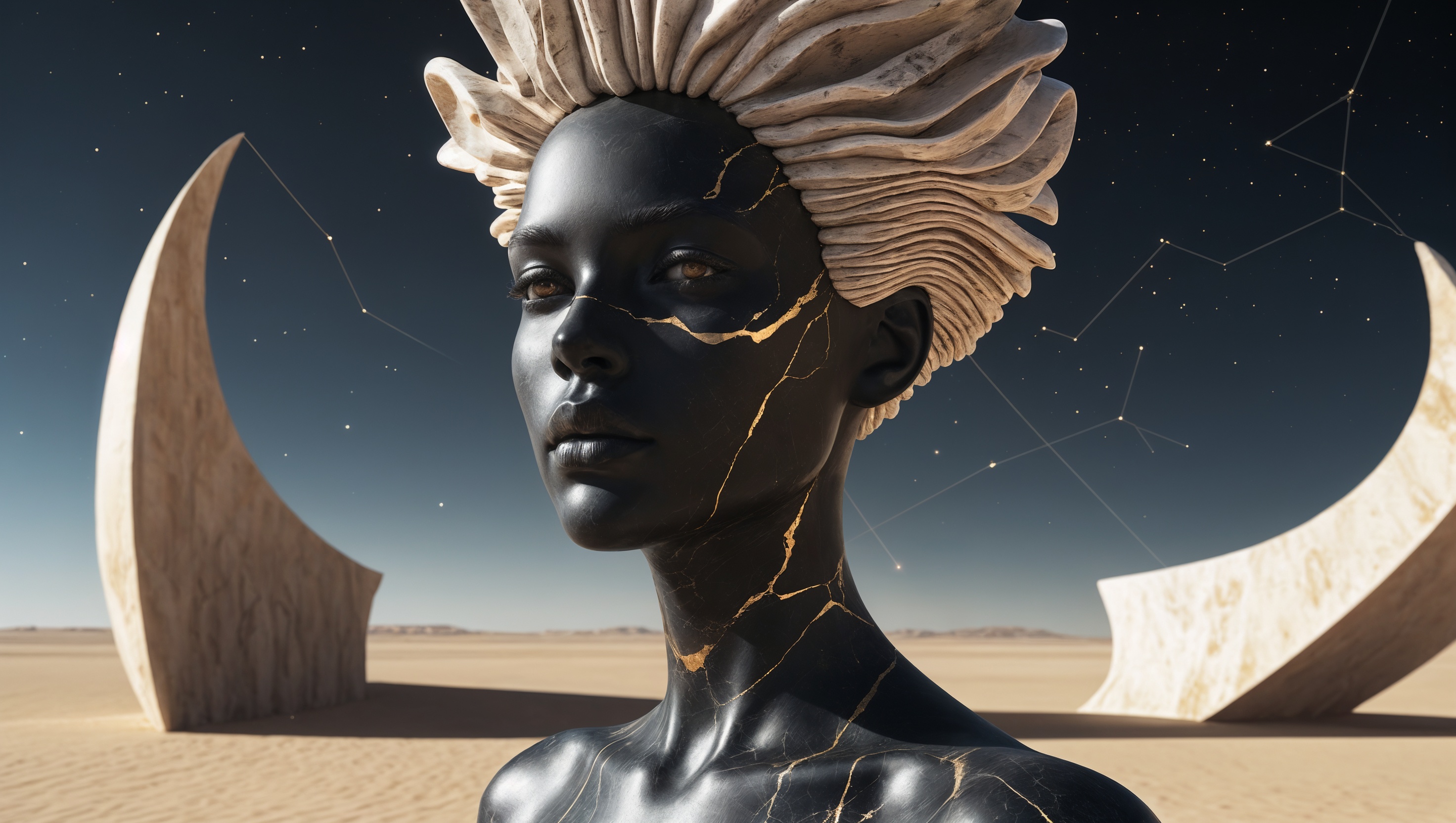 Cinematic fine-art fantasy fashion portrait