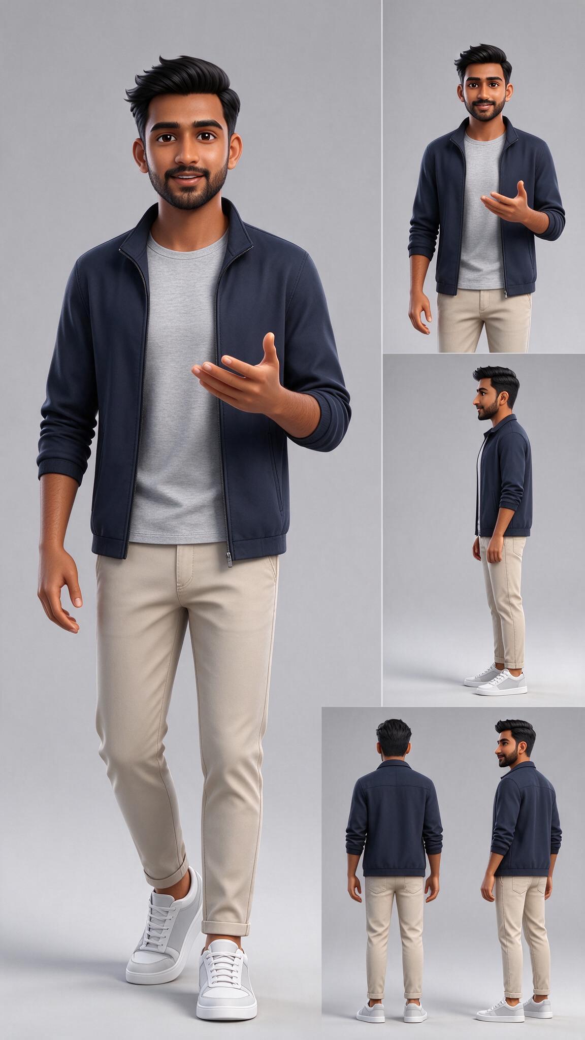 Move its A single consistent stylized 3D male content creator
