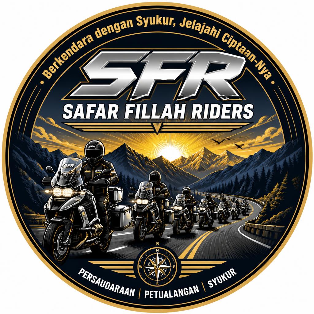 Circular badge logo design for a motorcycle touring community
