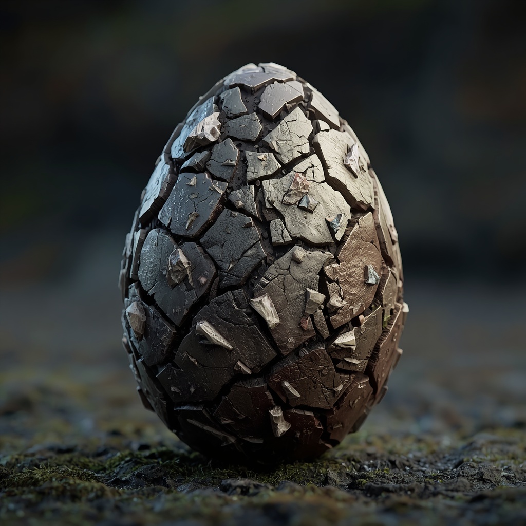 A hyperrealistic 3D render of a dragon egg