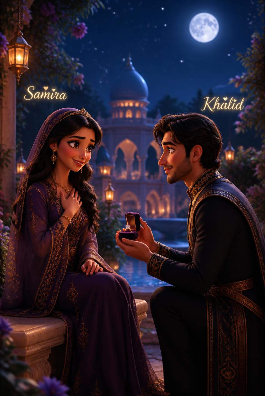 A romantic 3D Pixar style animation