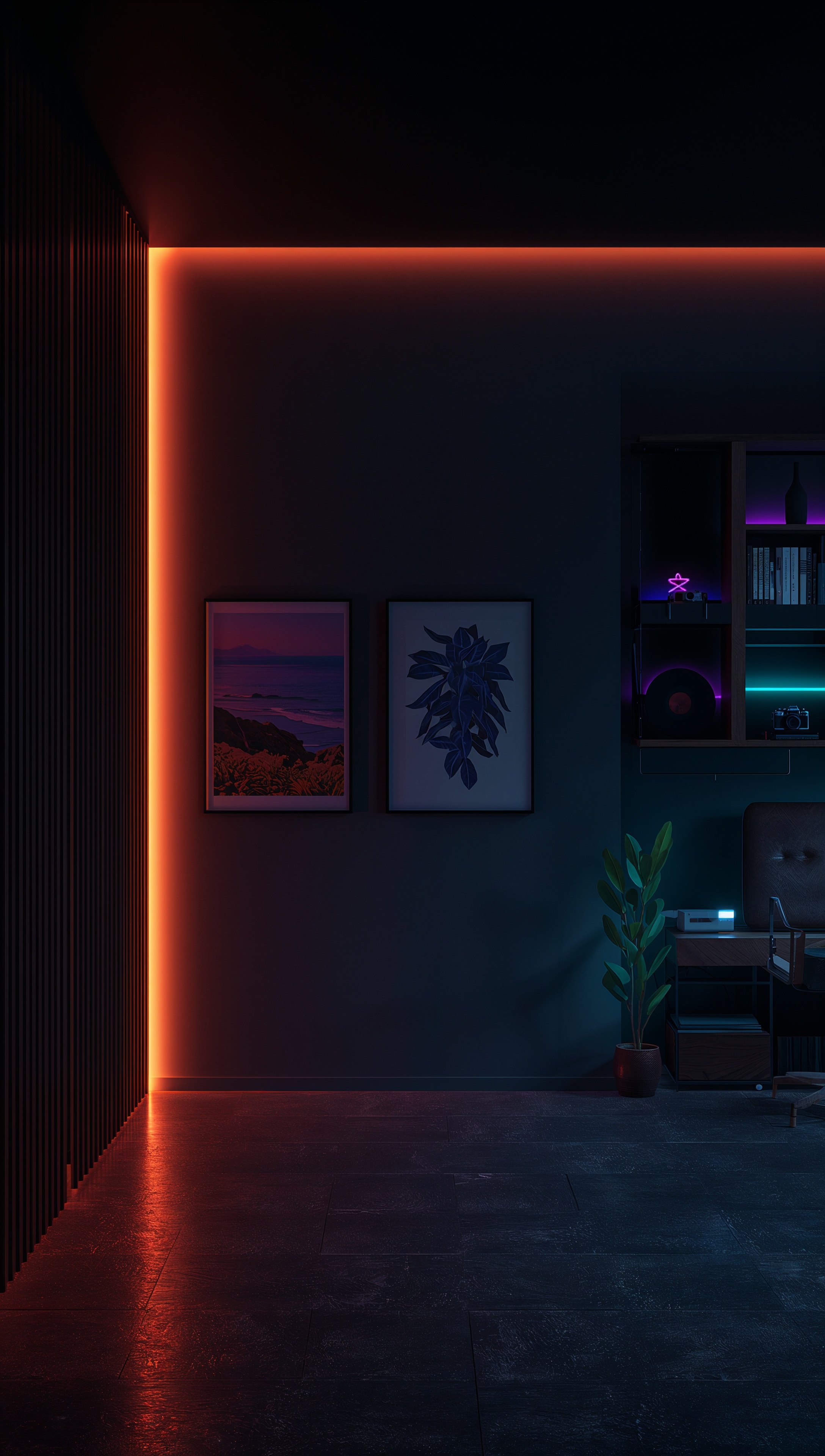 Empty modern content creator streaming office background
