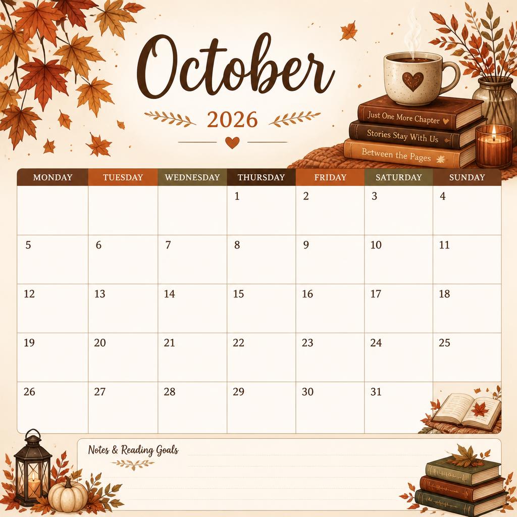 Make a nice calender of october 2026 (thursady 1