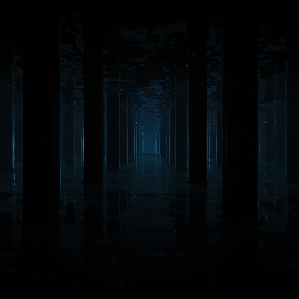 Generate a photo of a dark backrooms