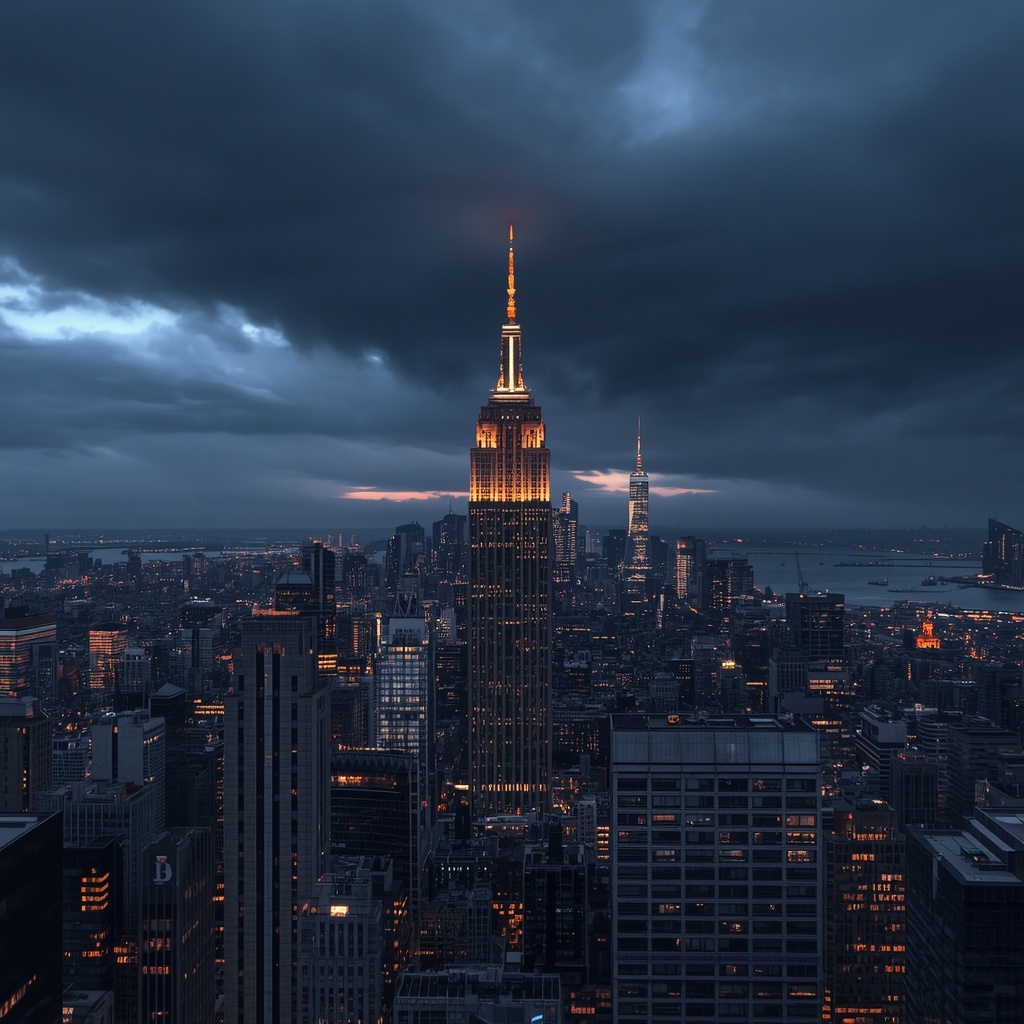 Szeneastische aufnahme einnes erfolgreichen gesch&auml;ftsmannes miit blick auf die skyline