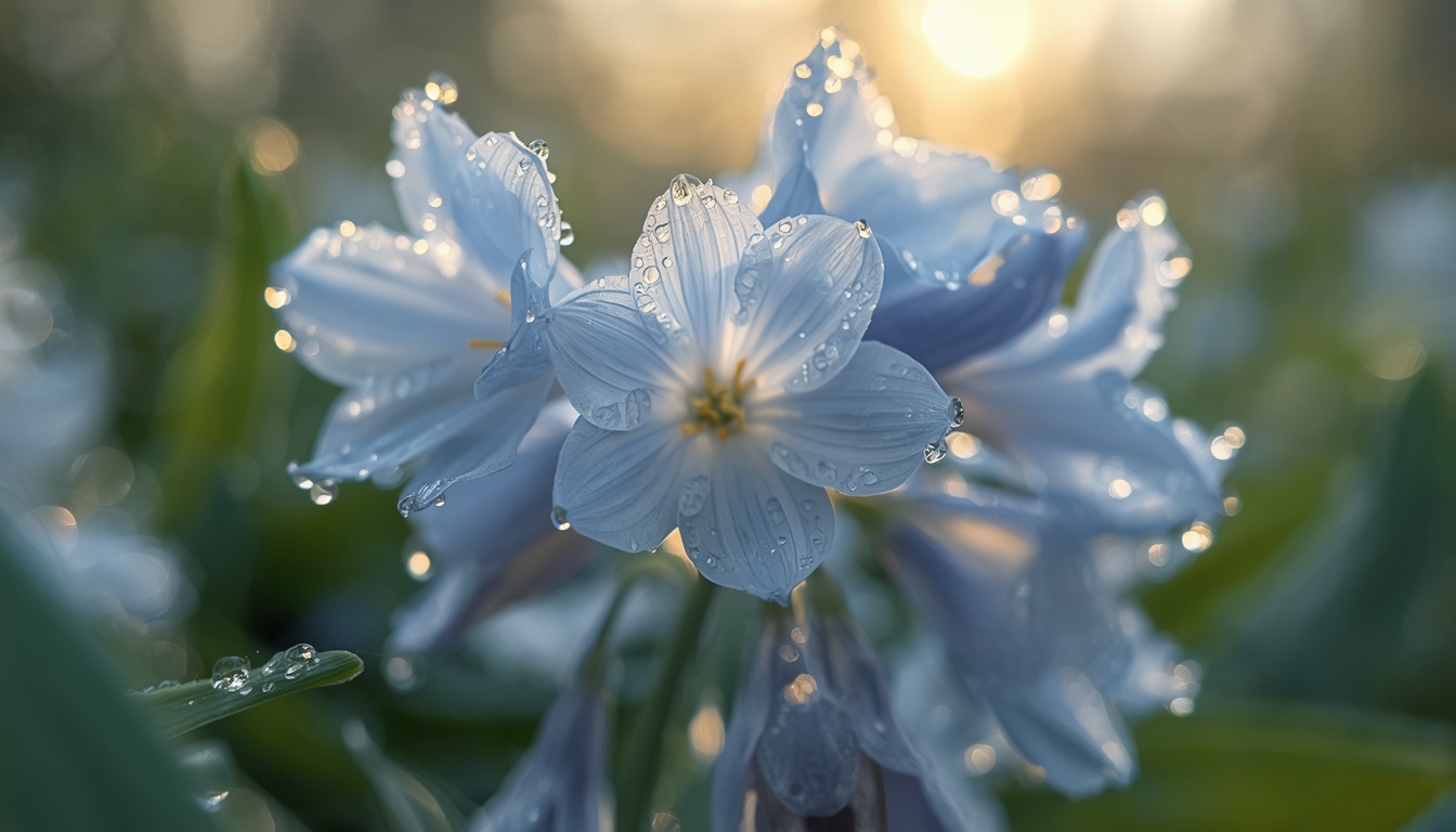 "A detailed close-up macro photograph focusing sharply on a cluster of translucent
