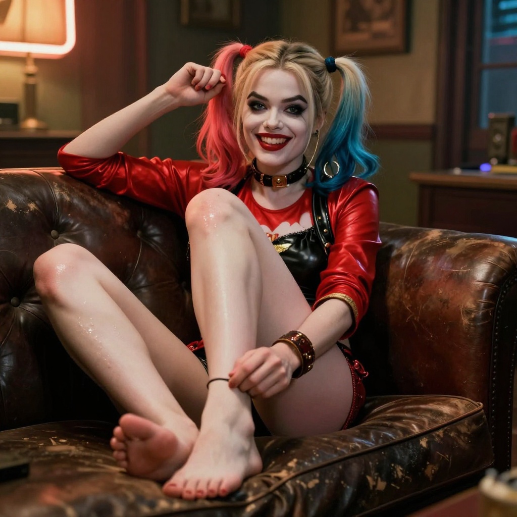 Create a cinematic, retro-inspired video featuring an adult, classic comic-book version of Harley Quinn,&hellip;