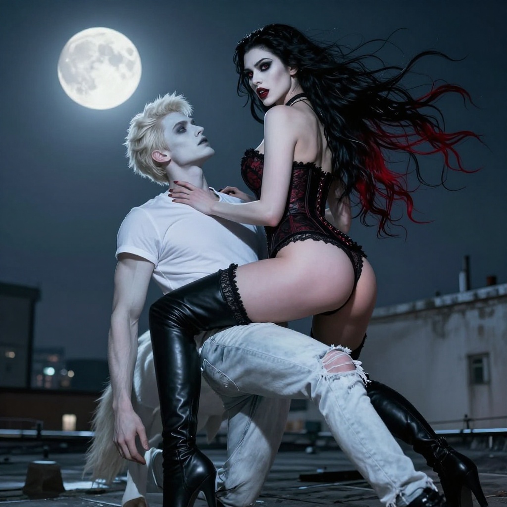 Can you make me a female vampire with medium size boobs a fat ass&hellip;