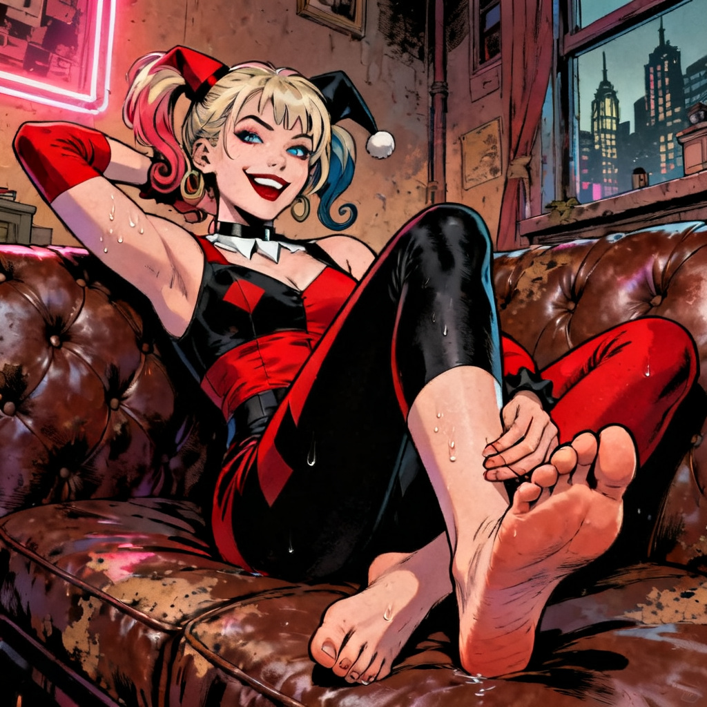 Create a cinematic, retro-inspired video featuring an adult, classic comic-book version of Harley Quinn,&hellip;